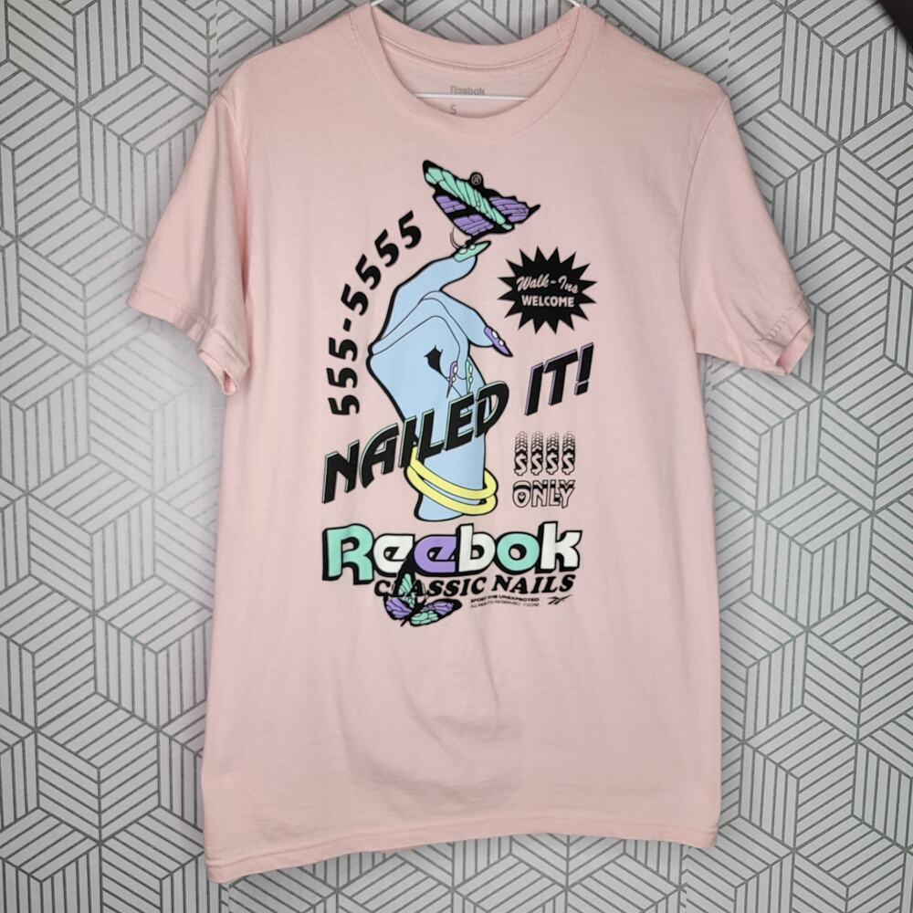 Reebok Pink Graphic Nailed It T-shirt Sz Small